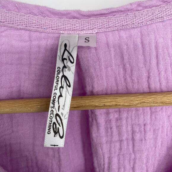 Lulu B Top Women's Small Gauze Cotton Light Purple Coastal Feminine Lightweight - Picture 3 of 8